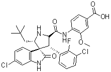 rel-4-[[[(2'R,3S,4'R,5'S)-6-Chloro-4'-(3-chloro-2-fluorophenyl)-2'-(2,2-dimethylpropyl)-1,2-dihydro-2-oxospiro[3H-indole-3,3'-pyrrolidin]-5'-yl]carbonyl]amino]-3-methoxybenzoic acid molecular structure (CAS 1366097-93-9)
