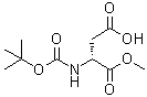 结构式 CAS# 137130-65-5, N-[叔丁氧羰基]-D-天冬氨酸甲酯
