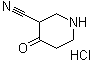 4-Oxo-3-piperidinecarbonitrile hydrochloride molecular structure (CAS 1373253-28-1)