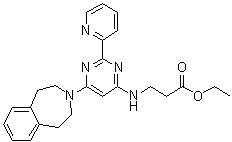 结构式 CAS# 1373423-53-0, N-[2-(2-吡啶基)-6-(1,2,4,5-四氢-3H-3-苯并氮杂卓-3-基)-4-嘧啶基]-beta-丙氨酸乙酯