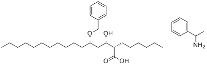 (2S,3S,5R)-2-hexyl-3-hydroxy-5-(phenylmethoxy)-Hexadecanoic acid compd. with (S)-a-methylbenzenemethanamine molecular structure (CAS 137433-01-3)