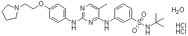 N-(1,1-Dimethylethyl)-3-[[5-methyl-2-[[4-[2-(1-pyrrolidinyl)ethoxy]phenyl]amino]-4-pyrimidinyl]amino]benzenesulfonamide hydrochloride hydrate (1:2:1) molecular structure (CAS 1374744-69-0)