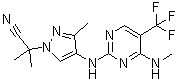 alpha,alpha,3-Trimethyl-4-[[4-(methylamino)-5-(trifluoromethyl)-2-pyrimidinyl]amino]-1H-pyrazole-1-acetonitrile molecular structure (CAS 1374828-69-9)
