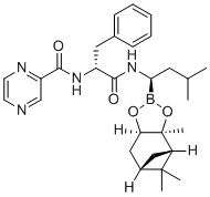 structure of CAS# 1375004-39-9, Bortezomib Isoamyl Impurity;N-((R)-1-(((R)-3-Methyl-1-((3aS,4S,6S,7aR)-3a,5,5-trimethylhexahydro-4,6-methanobenzo[d][1,3,2]dioxaborol-2-yl)butyl)amino)-1-oxo-3-phenylpropan-2-yl)pyrazine-2-carboxamide