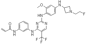 structure of CAS# 1375465-09-0, N-[3-[[2-[[4-[[1-(2-Fluoroethyl)-3-azetidinyl]amino]-2-methoxyphenyl]amino]-5-(trifluoromethyl)-4-pyrimidinyl]amino]phenyl]-2-propenamide;CNX 2006