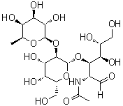 O-6-Deoxy-beta-L-galactopyranosyl-(1→2)-O-beta-D-galactopyranosyl-(1→3)-2-(acetylamino)-2-deoxy-D-glucose molecular structure (CAS 137739-90-3)