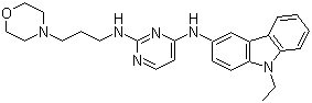 N4-(9-Ethyl-9H-carbazol-3-yl)-N2-[3-(4-morpholinyl)propyl]-2,4-pyrimidinediamine molecular structure (CAS 1380432-32-5)