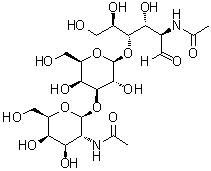 O-2-(Acetylamino)-2-deoxy-beta-D-galactopyranosyl-(1→3)-O-beta-D-galactopyranosyl-(1→4)-2-(acetylamino)-2-deoxy-D-glucose molecular structure (CAS 138398-63-7)