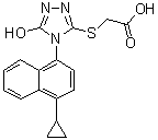 2-[[4-(4-Cyclopropylnaphthalen-1-yl)-5-hydroxy-4H-1,2,4-triazol-3-yl]thio]acetic acid molecular structure (CAS 1384208-36-9)