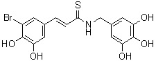 structure of CAS# 1384426-12-3, (2E)-3-(3-Bromo-4,5-dihydroxyphenyl)-N-[(3,4,5-trihydroxyphenyl)methyl]-2-propenethioamide