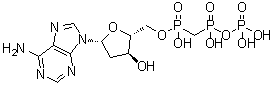 2'-脱氧腺苷 5'-[[[羟基(磷酰氧基)亚膦酰]甲基]膦酸氢酯]分子结构 (CAS 138998-91-1)