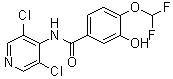 structure of CAS# 1391052-76-8, N-(3,5-Dichloro-4-pyridinyl)-4-(difluoromethoxy)-3-hydroxybenzamide