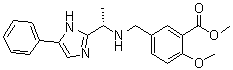 结构式 CAS# 1391712-57-4, 2-甲氧基-5-[[[(1S)-1-(5-苯基-1H-咪唑-2-基)乙基]氨基]甲基]苯甲酸甲酯