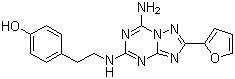 结构式 CAS# 139180-30-6, 4-(2-(7-氨基-2-(呋喃-2-基)-[1,2,4]三唑并[1,5-a][1,3,5]三嗪-5-氨基)乙基)苯酚