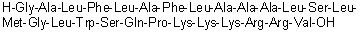 Glycyl-L-alanyl-L-leucyl-L-phenylalanyl-L-leucyl-L-alanyl-L-phenylalanyl-L-leucyl-L-alanyl-L-alanyl-L-alanyl-L-leucyl-L-seryl-L-leucyl-L-methionylglycyl-L-leucyl-L-tryptophyl-L-seryl-L-glutaminyl-L-prolyl-L-lysyl-L-lysyl-L-lysyl-L-arginyl-L-arginyl-L-valine molecular structure (CAS 1392498-36-0)