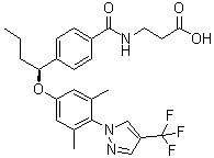 N-[4-[(1S)-1-[3,5-Dimethyl-4-[4-(trifluoromethyl)-1H-pyrazol-1-yl]phenoxy]butyl]benzoyl]-beta-alanine molecular structure (CAS 1393124-08-7)