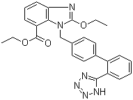 structure of CAS# 139481-69-9, Ethyl-2-ethoxy-1-[[(2'-(1H-tetrazol-5-yl)biphenyl-4-yl)methyl]benzimidazole]-7-carboxylate