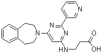 结构式 CAS# 1394854-52-4, N-[2-(3-吡啶基)-6-(1,2,4,5-四氢-3H-3-苯并氮杂卓-3-基)-4-嘧啶基]-beta-丙氨酸