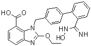 结构式 CAS# 1397836-49-5, 2-乙氧基-1-[[2'-(N'-羟基甲脒基)联苯-4-基]甲基]-1H-苯并咪唑-7-羧酸