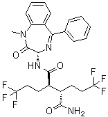 structure of CAS# 1401066-79-2, (2R,3S)-N1-[(3S)-2,3-Dihydro-1-methyl-2-oxo-5-phenyl-1H-1,4-benzodiazepin-3-yl]-2,3-bis(3,3,3-trifluoropropyl)butanediamide;BMS 906024