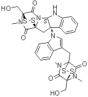 structure of CAS# 1403-36-7, Chetomin;NSC 289491; Stereoisomer of 2,3,5a,6,10b,11-hexahydro-3-(hydroxymethyl)-10b-[3-[[4-(hydroxymethyl)-5,7-dimethyl-6,8-dioxo-2,3-dithia-5,7-diazabicyclo[2.2.2]oct-1-yl]methyl]-1H-indol-1-yl]-2-methyl-3,11a-epidithio-11aH-pyrazino[1',2':1,5]pyrrolo[2,3-b]indole-1,4-dione