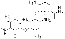 structure of CAS# 1403-66-3, Gentamicin;2-[4,6-Diamino-3-[3-amino-6-(1-methylaminoethyl)oxan-2-yl]oxy-2-hydroxycyclohexyl]oxy-5-methyl-4-methylaminooxane-3,5-diol