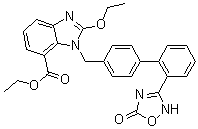 1-[[2'-(2,5-Dihydro-5-oxo-1,2,4-oxadiazol-3-yl)[1,1'-biphenyl]-4-yl]methyl]-2-ethoxy-1H-benzimidazole-7-carboxylic acid ethyl ester molecular structure (CAS 1403474-70-3)