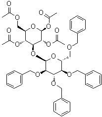 3-O-[2,3,4,6-Tetrakis-O-(phenylmethyl)-alpha-D-glucopyranosyl]-beta-D-glucopyranose tetraacetate molecular structure (CAS 140420-82-2)