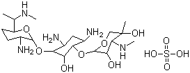 structure of CAS# 1405-41-0, Gentamycin sulfate;2-[4,6-Diamino-3-[3-amino-6-(1-methylaminoethyl)oxan-2-yl]oxy-2-hydroxy-cyclohexoxy]-5-methyl-4-methylamino-oxane-3,5-diol sulphate