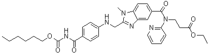 N-[[2-[[[4-[[[(Hexyloxy)carbonyl]amino]carbonyl]phenyl]amino]methyl]-1-methyl-1H-benzimidazol-5-yl]carbonyl]-N-2-pyridinyl-beta-alanine ethyl ester molecular structure (CAS 1408238-40-3)