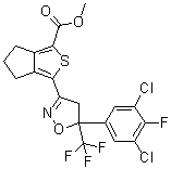 结构式 CAS# 1414378-14-5, 3-[5-(3,5-二氯-4-氟苯基)-4,5-二氢-5-(三氟甲基)-3-异恶唑基]-5,6-二氢-4H-环戊二烯并[c]噻吩-1-羧酸甲酯