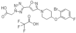 5-[3-[4-(2-Bromo-5-fluorophenoxy)-1-piperidinyl]-5-isoxazolyl]-2H-tetrazole-2-acetic acid  2,2,2-trifluoroacetate (1:1) molecular structure (CAS 1415559-41-9)