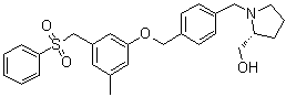 结构式 CAS# 1415562-82-1, (2R)-1-[[4-[[3-甲基-5-[(苯磺酰基)甲基]苯氧基]甲基]苯基]甲基]-2-吡咯烷甲醇