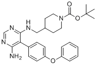 Tert-butyl 4-(((6-amino-5-(4-phenoxyphenyl)pyrimidin-4-yl)amino)methyl)piperidine-1-carboxylate molecular structure (CAS 1415824-87-1)