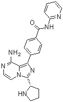 structure of CAS# 1420478-90-5, 4-[8-Amino-3-(2S)-2-pyrrolidinylimidazo[1,5-a]pyrazin-1-yl]-N-2-pyridinylbenzamide