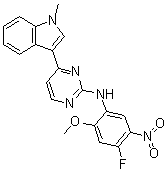 N-(4-Fluoro-2-methoxy-5-nitrophenyl)-4-(1-methyl-1H-indol-3-yl)-2-pyrimidinamine molecular structure (CAS 1421372-94-2)