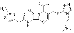 7-[[(2-Amino-4-thiazolyl)acetyl]amino]-3-[[[1-[2-(dimethylamino)ethyl]-1H-tetrazol-5-yl]thio]methyl]-8-oxo-5-thia-1-azabicyclo[4.2.0]oct-3-ene-2-carboxylic acid molecular structure (CAS 142182-63-6)