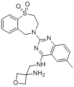 structure of CAS# 1422500-60-4, Ziresovir;N-[(3-aminooxetan-3-yl)methyl]-2-(1,1-dioxo-3,5-dihydro-2H-1?6,4-benzothiazepin-4-yl)-6-methylquinazolin-4-amine