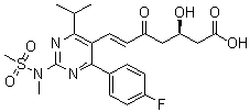 结构式 CAS# 1422619-13-3, (3R,6E)-7-[4-(4-氟苯基)-6-异丙基-2-[甲基(甲基磺酰基)氨基]-5-嘧啶基]-3-羟基-5-氧代-6-庚烯酸
