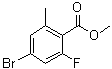 structure of CAS# 1427409-40-2, 4-Bromo-2-fluoro-6-methylbenzoic acid methyl ester;Methyl 4-bromo-2-fluoro-6-methylbenzoate