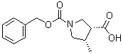 结构式 CAS# 1428243-36-0, (3R,4S)-1-((苄氧基)羰基)-4-甲基吡咯烷-3-羧酸