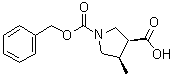 结构式 CAS# 1428243-71-3, (3S,4R)-1-((苄氧基)羰基)-4-甲基吡咯烷-3-羧酸