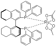 structure of CAS# 142962-95-6, Diacetato[(S)-(-)-2,2'-bis(diphenylphosphino)-5,5',6,6',7,7',8,8'-octahydro-1,1'-binaphthyl]ruthenium(II);Ru(OAc)2[(S)-H8-binap]