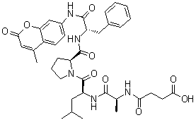N-(3-Carboxy-1-oxopropyl)-L-alanyl-L-leucyl-L-prolyl-N-(4-methyl-2-oxo-2H-1-benzopyran-7-yl)-L-phenylalaninamide molecular structure (CAS 142997-31-7)