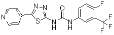 结构式 CAS# 1430213-30-1, N-[4-氟-3-(三氟甲基)苯基]-N'-[5-(4-吡啶基)-1,3,4-噻二唑-2-基]脲