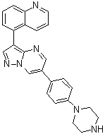 5-[6-[4-(1-Piperazinyl)phenyl]pyrazolo[1,5-a]pyrimidin-3-yl]quinoline molecular structure (CAS 1432597-26-6)
