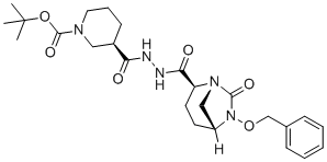 tert-Butyl (R)-3-(2-((1R,2S,5R)-6-(benzyloxy)-7-oxo-1,6-diazabicyclo[3.2.1]octane-2-carbonyl)hydrazine-1-carbonyl)piperidine-1-carboxylate molecular structure (CAS 1436861-98-1)