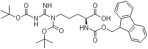 结构式 CAS# 143824-77-5, N-Fmoc-N',N''-diBoc-L-精氨酸; N-芴甲氧羰基-N',N''-二叔丁氧羰基-L-精氨酸