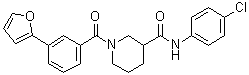 结构式 CAS# 1443437-74-8, N-(4-氯苯基)-1-[3-(2-呋喃基)苯甲酰基]-3-哌啶甲酰胺