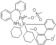 [2'-(Amino)[1,1'-biphenyl]-2-yl][dicyclohexyl(2',6'-dimethoxy[1,1'-biphenyl]-2-yl)phosphine](methanesulfonato)palladium molecular structure (CAS 1445085-82-4)